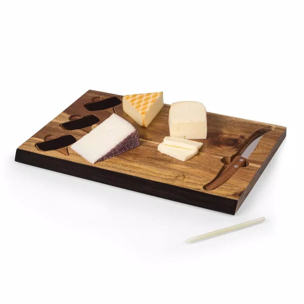 TOSCANA Delio Acacia Wood Cheese Board Set with Cheese Knife and Chalkboard Markers