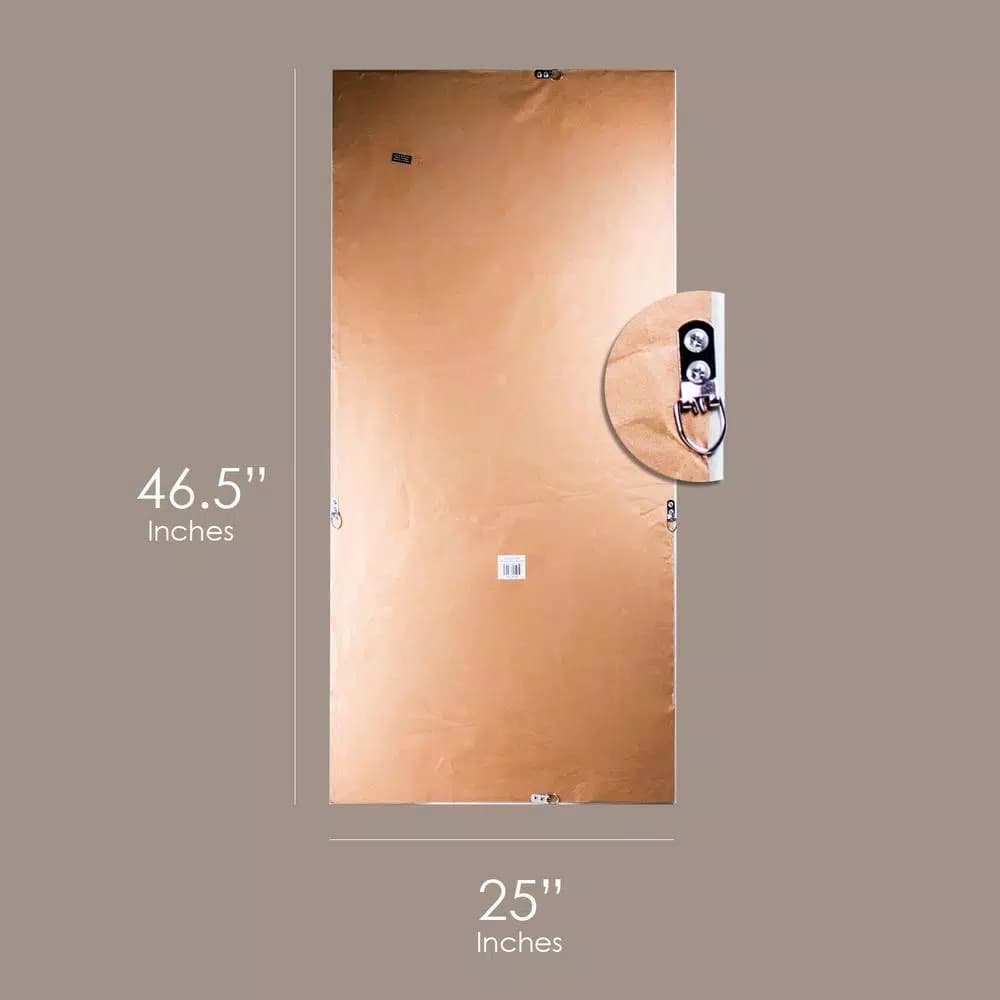 Crystal Art Gallery Large Rectangle White Modern Mirror with Wood Grain Finish (46.5 in. H x 25 in. W)