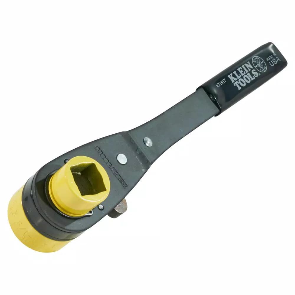 Klein Tools Ratcheting Lineman's Wrench, 4-in-1 Combination Square Socket