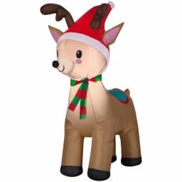 Home Accents Holiday 3.5 ft. Pre-Lit Airblown Inflatable Reindeer with LED Lights, Outdoor Holiday Decoration thumbnail 1