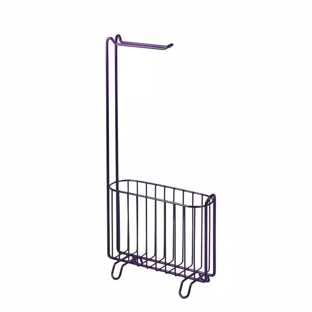Hopeful Modern Purple Freestanding Toilet Paper Holder with Integrated Magazine Rack