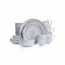 Stone Lain 32-Piece Gray Marble Porcelain Dinnerware Set for 8 thumbnail 1