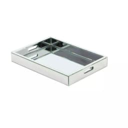 LITTON LANE 18 in. Modern Silver Decorative Mirror Tray with Polished Aluminum Exterior thumbnail 5