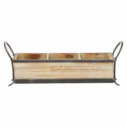 LITTON LANE Rustic Elegance 23" Wood and Iron 3-Compartment Rectangular Farmhouse Tray thumbnail 1