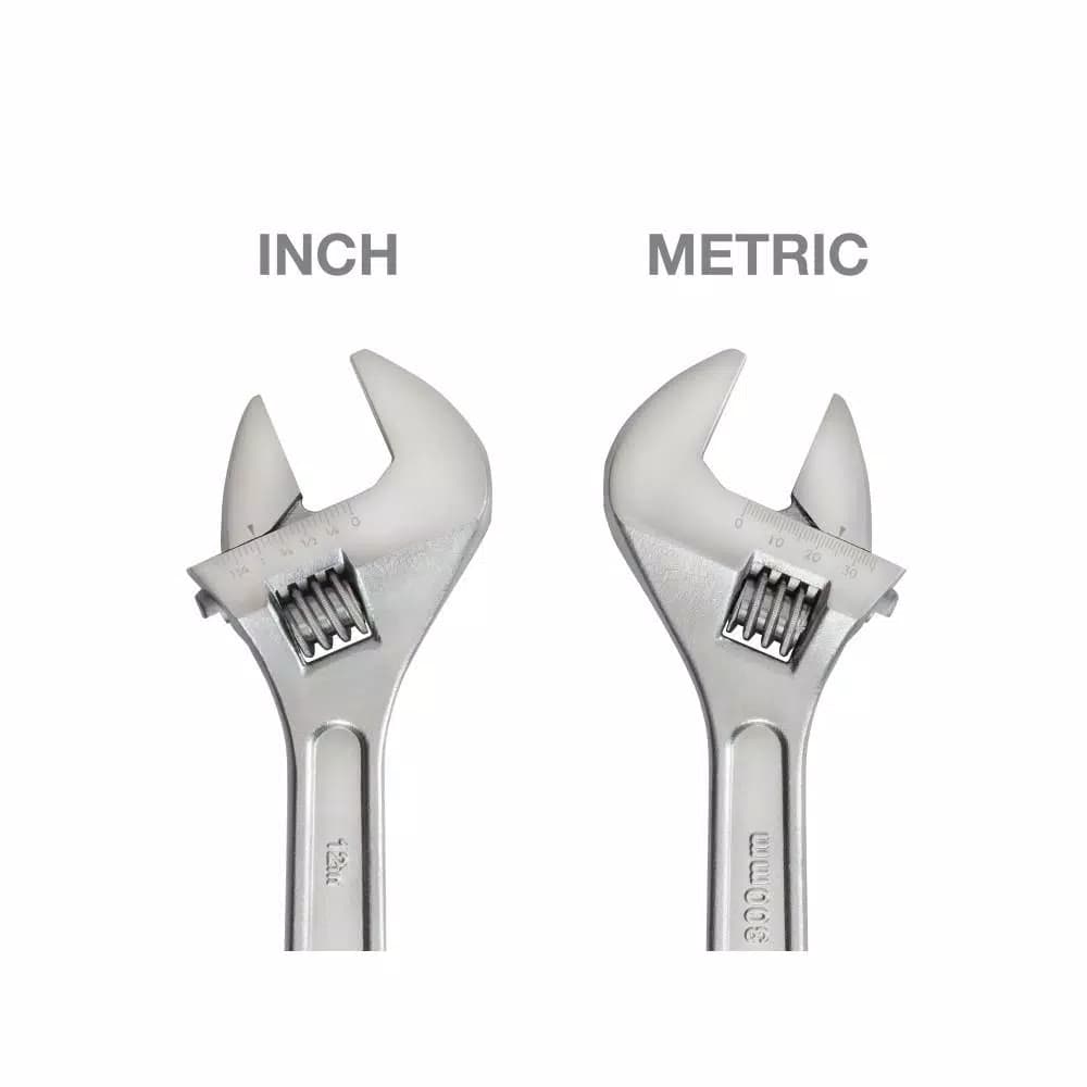 TEKTON 12 in. Adjustable Wrench, Carbon Steel with Satin Chrome Finish