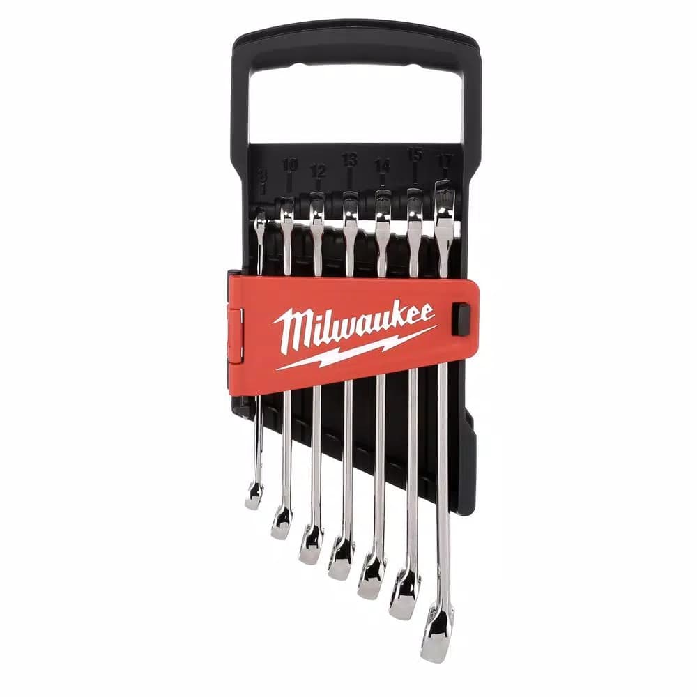 Milwaukee 7-Piece Metric Combination Wrench Set with MAX BITE Open-End Grip