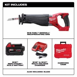 Milwaukee M18 FUEL 18V Brushless Cordless Reciprocating Saw Kit with 5.0Ah Battery, Charger, and Case thumbnail 2