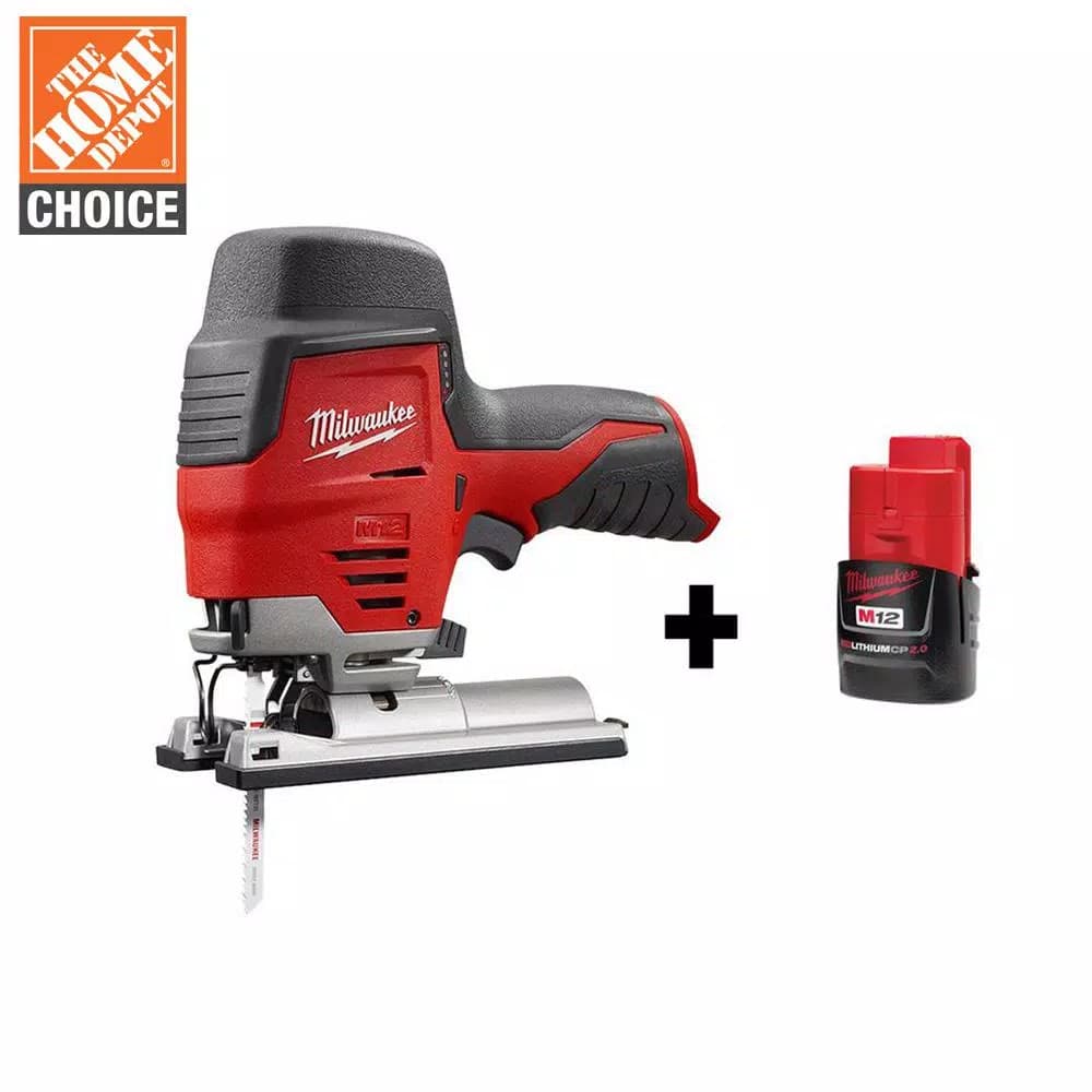 Milwaukee M12 12V Lithium-Ion Cordless Compact Jig Saw with 2.0Ah Battery