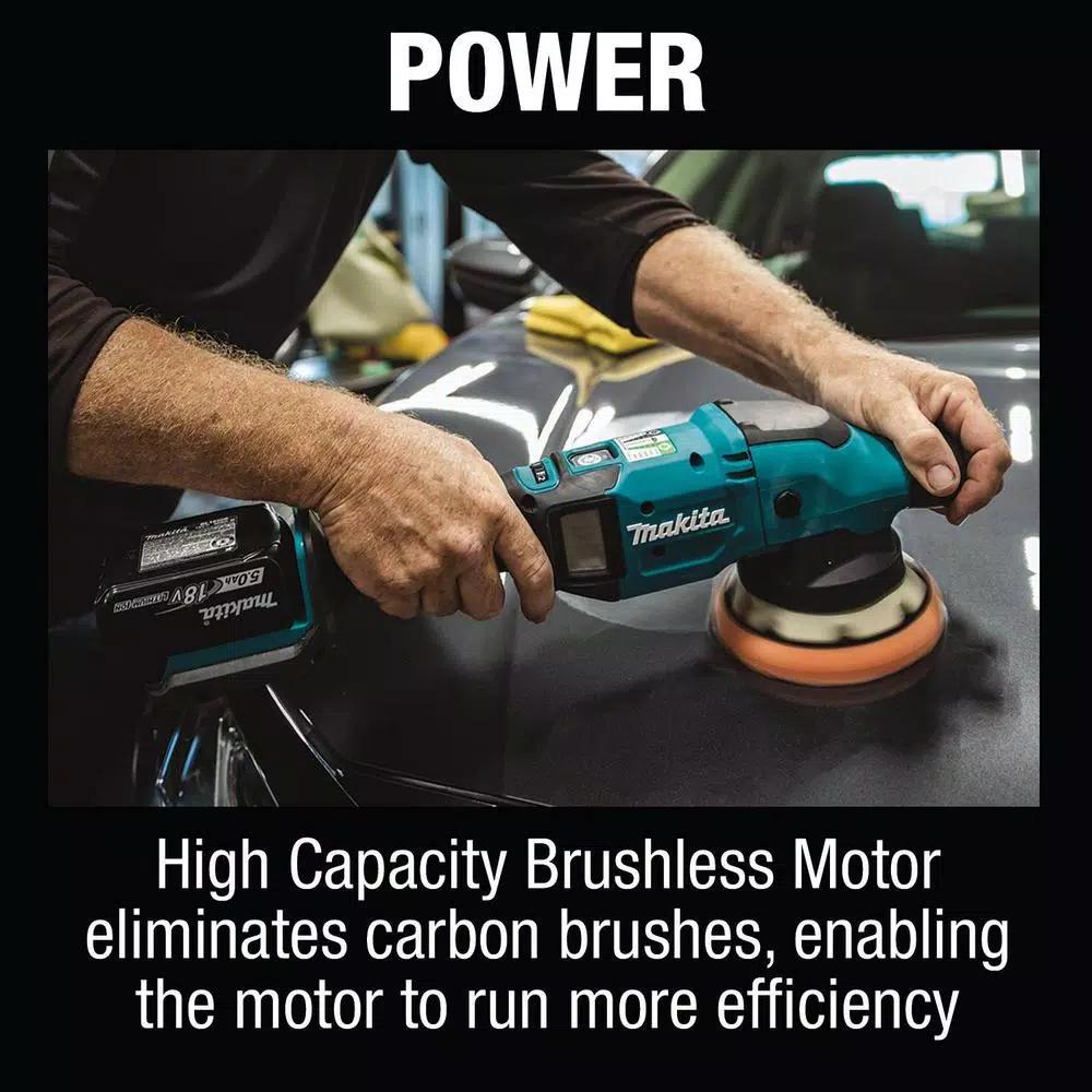 Makita 18V LXT Brushless Cordless 5 in./6 in. Dual Action Random Orbit Polisher Kit (5.0 Ah)
