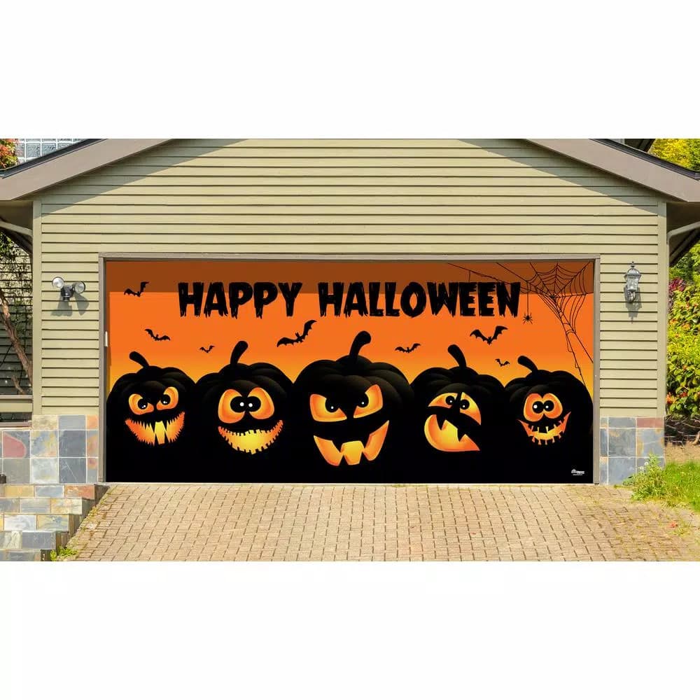 My Door Decor 7 ft. x 16 ft. Jack-O-Lantern Halloween Garage Door Banner Mural