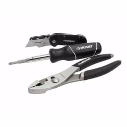 Husky 3-Piece Hand Tool Set with 6-in-1 Screwdriver, Slip Joint Pliers, and Folding Utility Knife thumbnail 1