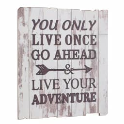 Stonebriar Collection Weathered White Wood "Live Your Adventure" Wall Art - 15.5 in. Square Rustic Wood Sign thumbnail 3