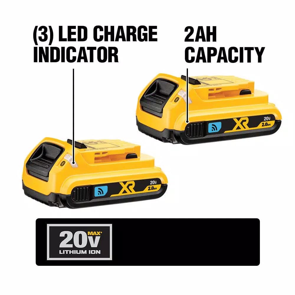 DEWALT 20V MAX Compact Lithium-Ion 2.0Ah Battery Pack with Bluetooth Connectivity (2-Pack)