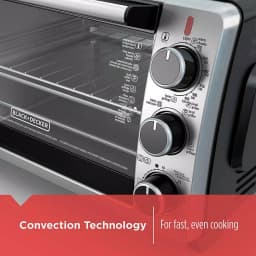 BLACK+DECKER 6-Slice Convection Toaster Oven with Bake, Broil, and Toast Functions - Black thumbnail 3