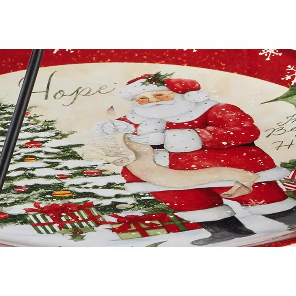 Certified International Holiday Wishes by Susan Winget 2-Tier Ceramic Cake & Tiered Stand