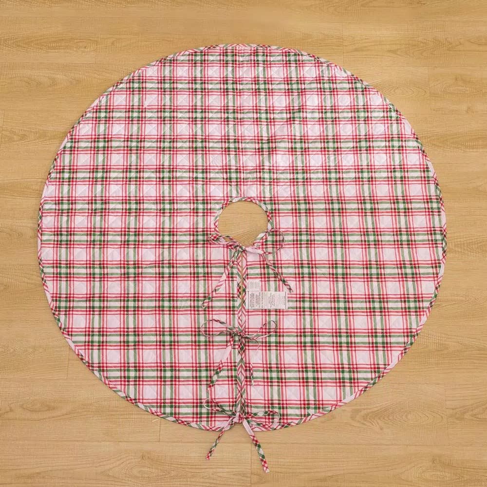Country Living Angelina 48 in. Reversible Quilted Tree Skirt, Red and White Patchwork Star