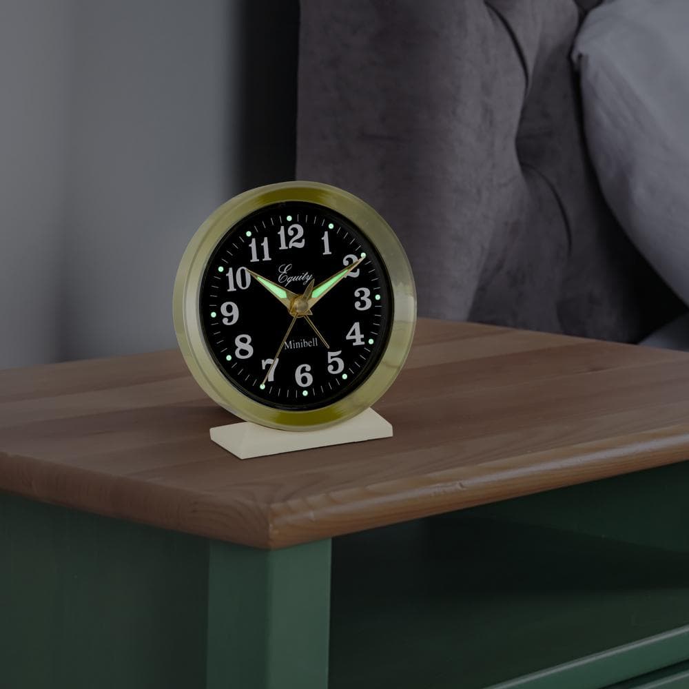 Equity by La Crosse 4 in. Round Analog Wind-Up Bell Metal Alarm Clock - Gold