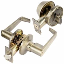 Toledo Fine Locks Segovia Single Cylinder Keyed Entry Combo Set, Antique Brass thumbnail 1