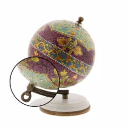 LITTON LANE Modern Reflections 7 in. Decorative Lattice Globe with Mango Wood and Marble Base thumbnail 3