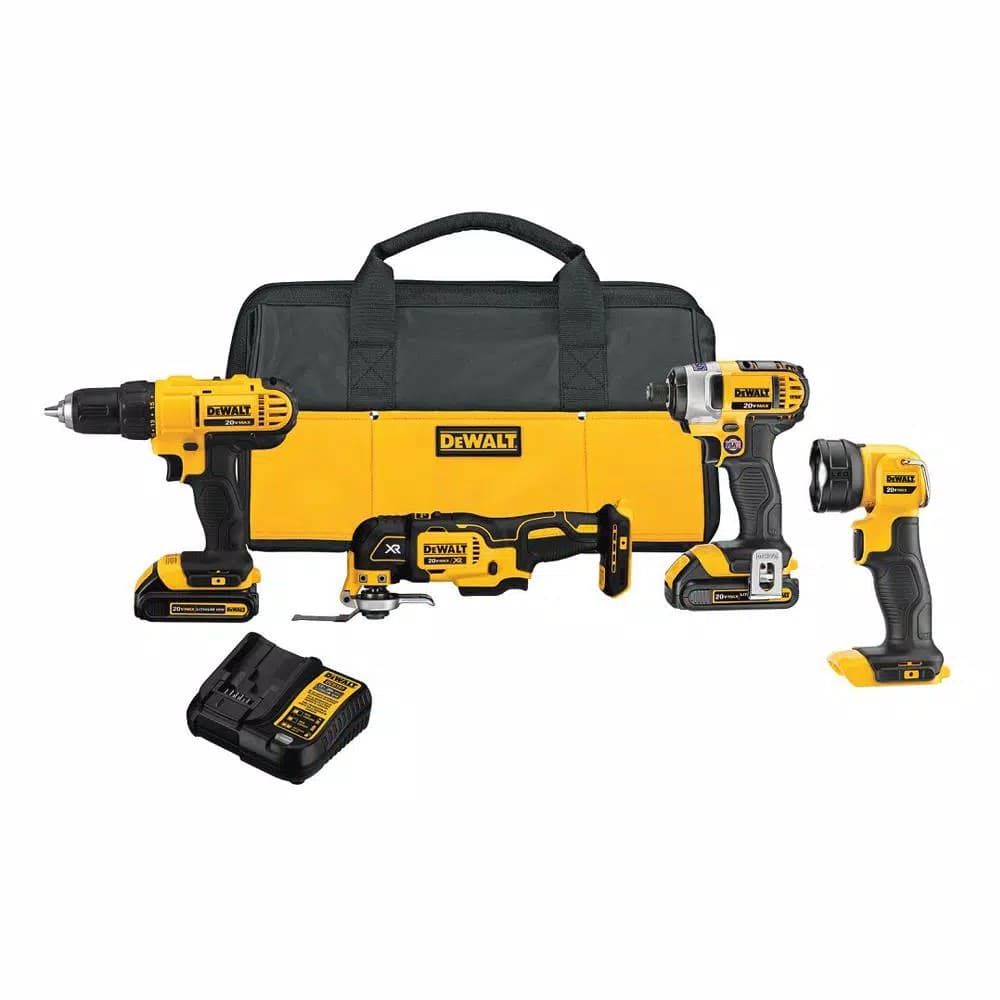 DEWALT 20V MAX Cordless 4-Tool Combo Kit with (2) 1.5 Ah Batteries & Charger