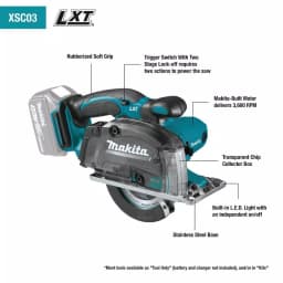 Makita 18V LXT Cordless 5-3/8 in. Metal Cutting Saw Kit with 2 5.0 Ah Batteries and Rapid Optimum Charger thumbnail 2