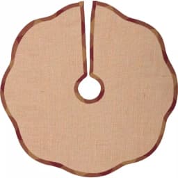 VHC Brands 21 in. Burgundy Check Red Primitive Christmas Tree Skirt with Scalloped Edge thumbnail 2