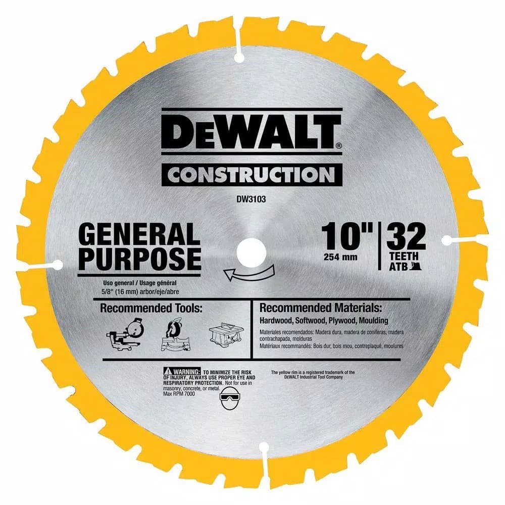 DEWALT 10 in. 32-Teeth Construction Carbide Circular Saw Blade