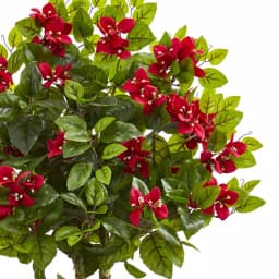 Nearly Natural 48 in. Double Bougainvillea Artificial Topiary Tree in Black Pot, Red Blooms thumbnail 2