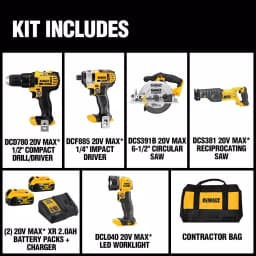 DEWALT 20V MAX Cordless 5-Tool Combo Kit with (2) 2.0 Ah Batteries & Charger thumbnail 2