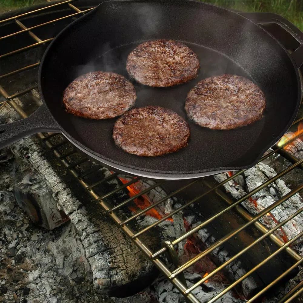 Classic Cuisine 12 in. Cast Iron Skillet with Pour Spout, Black