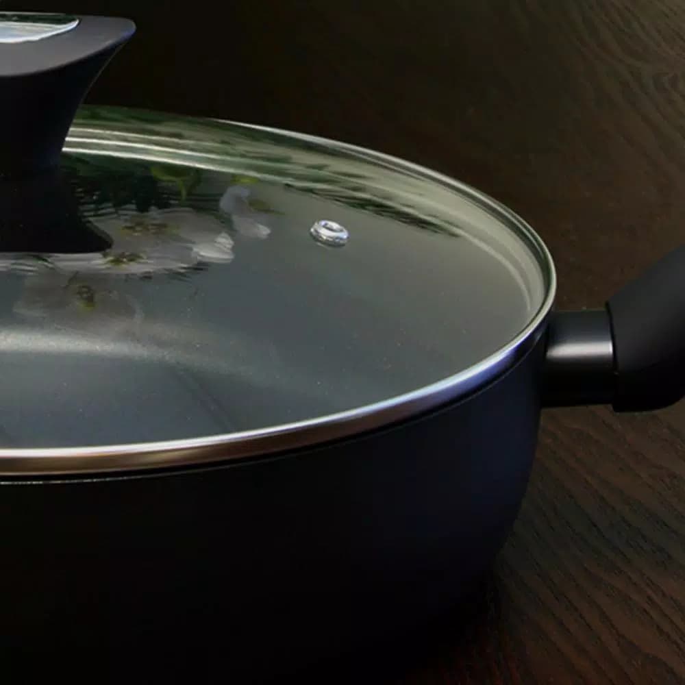 Unbranded Allston 4.5 Qt. Aluminum Nonstick Saute Pan with Glass Lid, Black