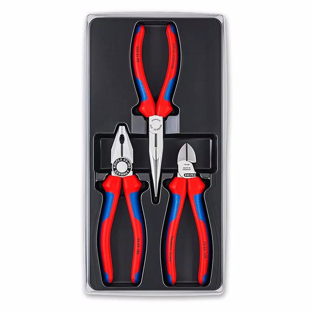 KNIPEX 3-Piece Combination Long Nose and Diagonal Cutter Plier Set