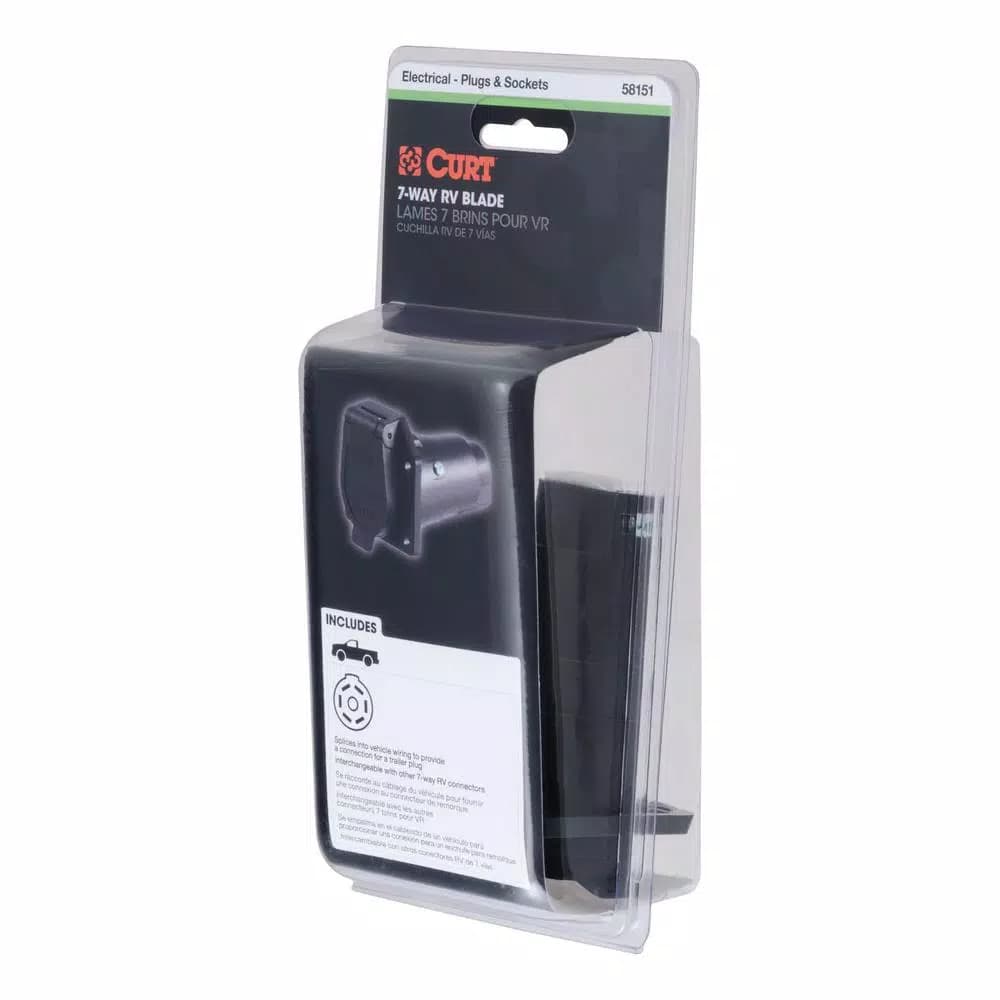 CURT 7-Way Round RV Blade Connector Socket, Vehicle Side