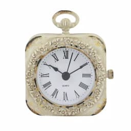 Stonebriar Collection Weathered White Metal Tabletop Analog Clock with Roman Numerals thumbnail 2
