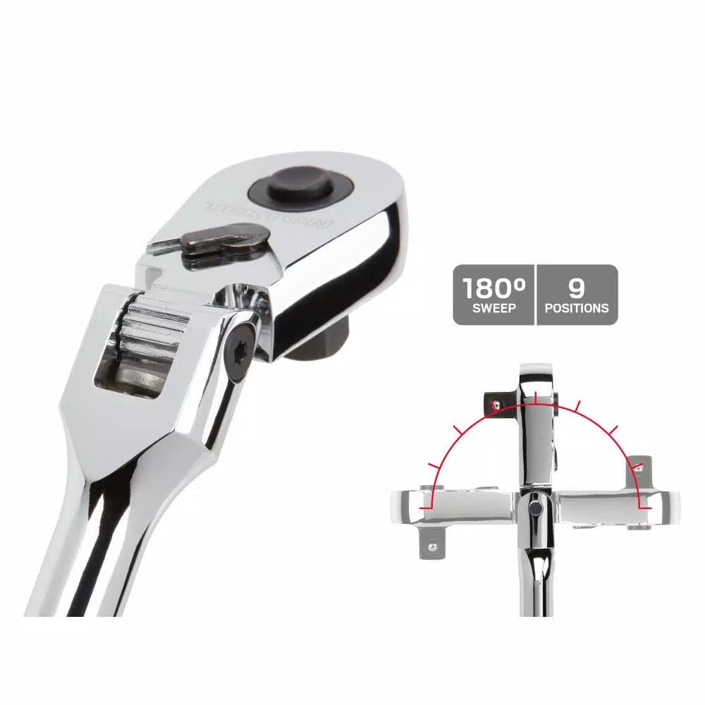 TEKTON 1/2 in. Drive 10-1/2 in. Flex Quick-Release Ratchet, 90-Tooth Ultra-Compact Head