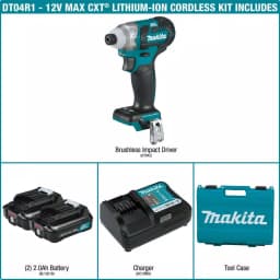 Makita 12V MAX CXT Brushless 1/4 in. Cordless Impact Driver Kit with (2) 2.0Ah Batteries, Charger, and Hard Case thumbnail 2