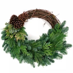 VAN ZYVERDEN 20 in. Live Fresh Cut Pacific Northwest Grapevine and Evergreen Christmas Wreath thumbnail 3