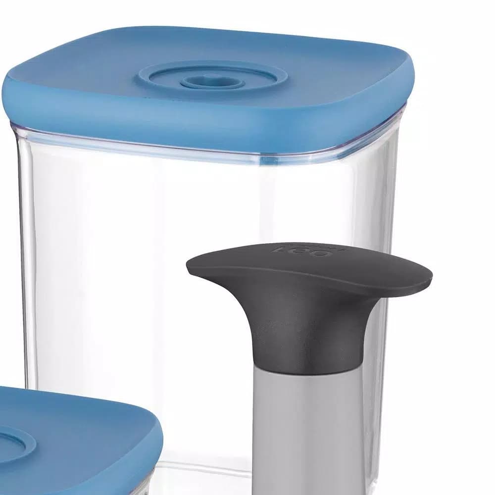 BergHOFF Leo 4-Piece Vacuum Food Container Set, Airtight & Stackable Storage Containers, Blue