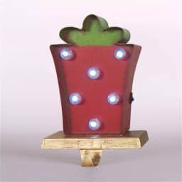 Glitzhome Marquee LED Gift Box Christmas Stocking Holder with Iron Hook, 7.48 in. thumbnail 2