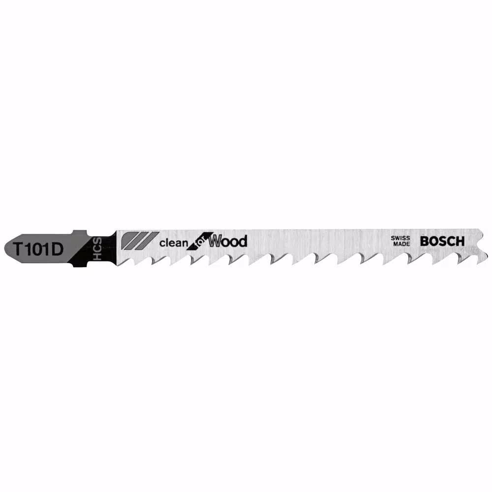 Bosch 4 in. High Carbon Steel T-Shank Jig Saw Blades for Wood, 6 Teeth (5-Pack)