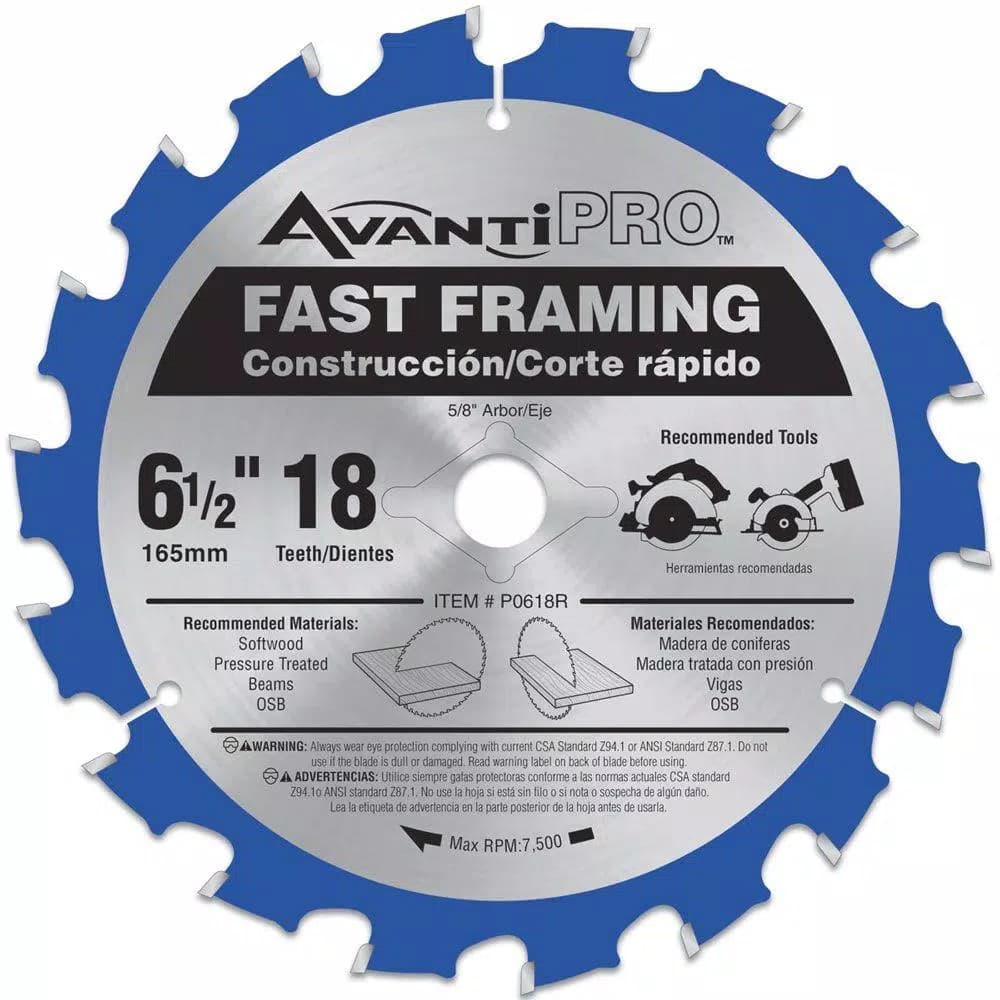 Avanti Pro 6-1/2 in. x 18-Teeth Fast Framing Circular Saw Blade