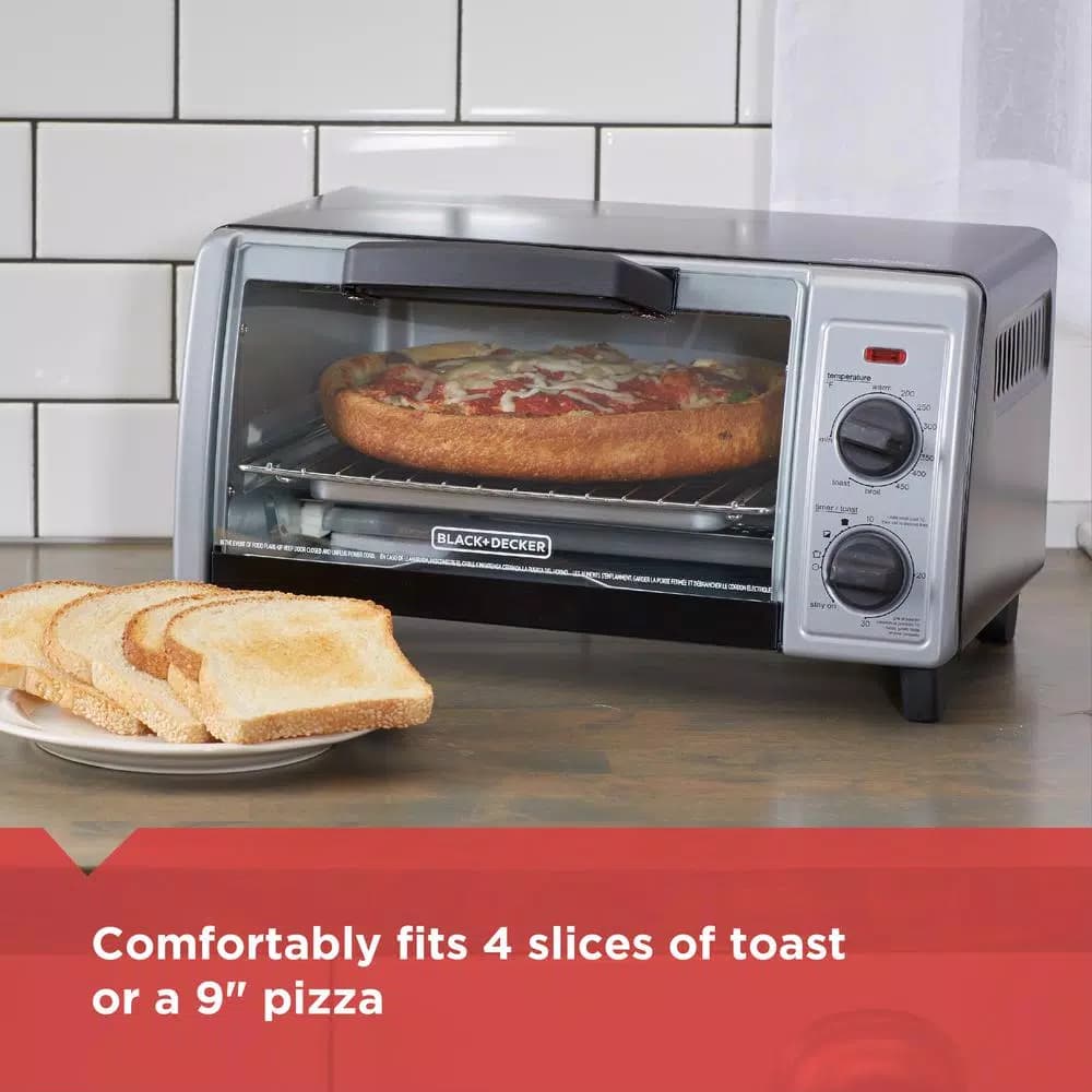 BLACK+DECKER 4-Slice Black Stainless Steel Toaster Oven with EvenToast Technology