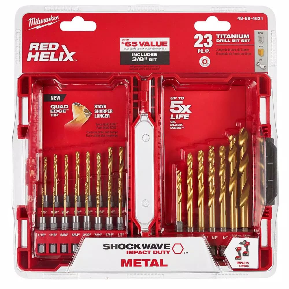 Milwaukee SHOCKWAVE Impact Duty Titanium Drill Bit Set, 23-Piece Red Helix