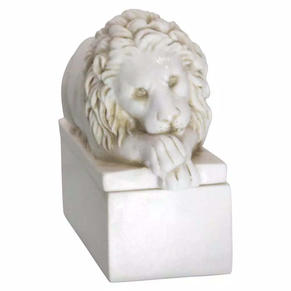 Unbranded Lion Decorative Trinket Box - White Marble Look Resin Jewelry & Keepsake Holder