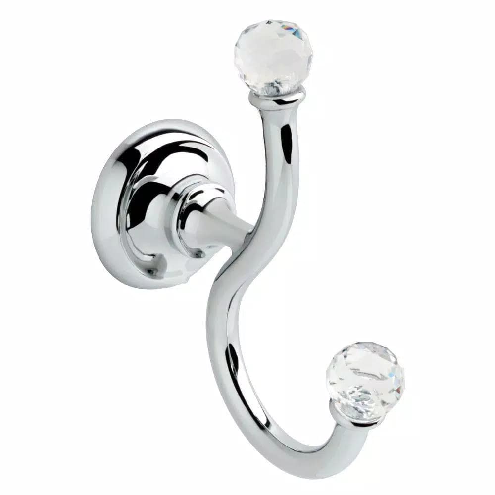 Delta Nora Double Towel and Robe Hook in Chrome and Glass
