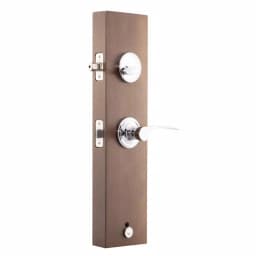 Copper Creek Craftsman Polished Stainless Steel Front Door Handleset with Left-Hand Scandinavian Lever thumbnail 4