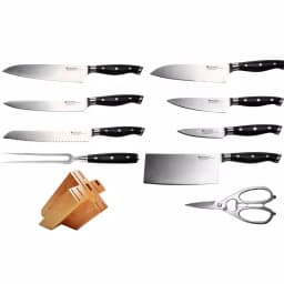 Swiss Diamond 10-Piece Forged Stainless Steel Knife Block Set with Wood Block thumbnail 1