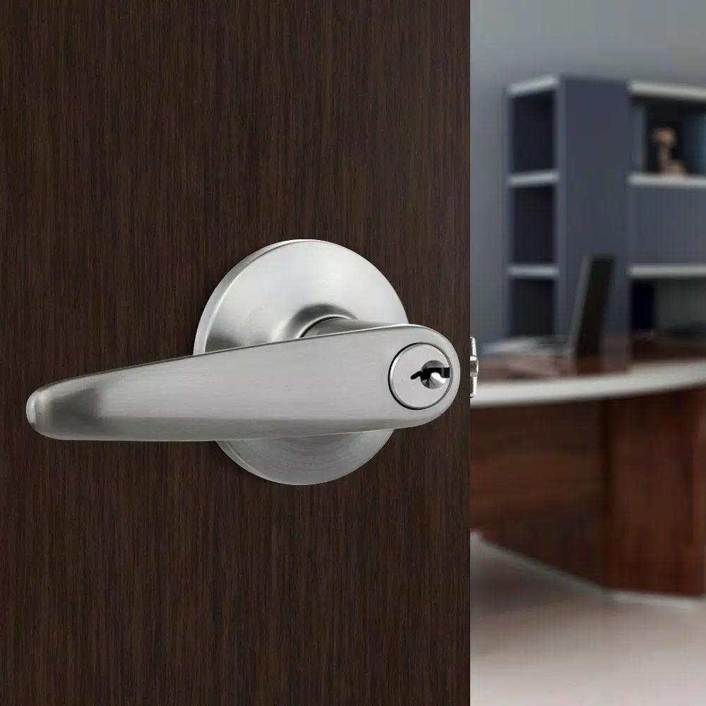Toledo Fine Locks Barcelona Satin Nickel Keyed Entry Door Lever Set