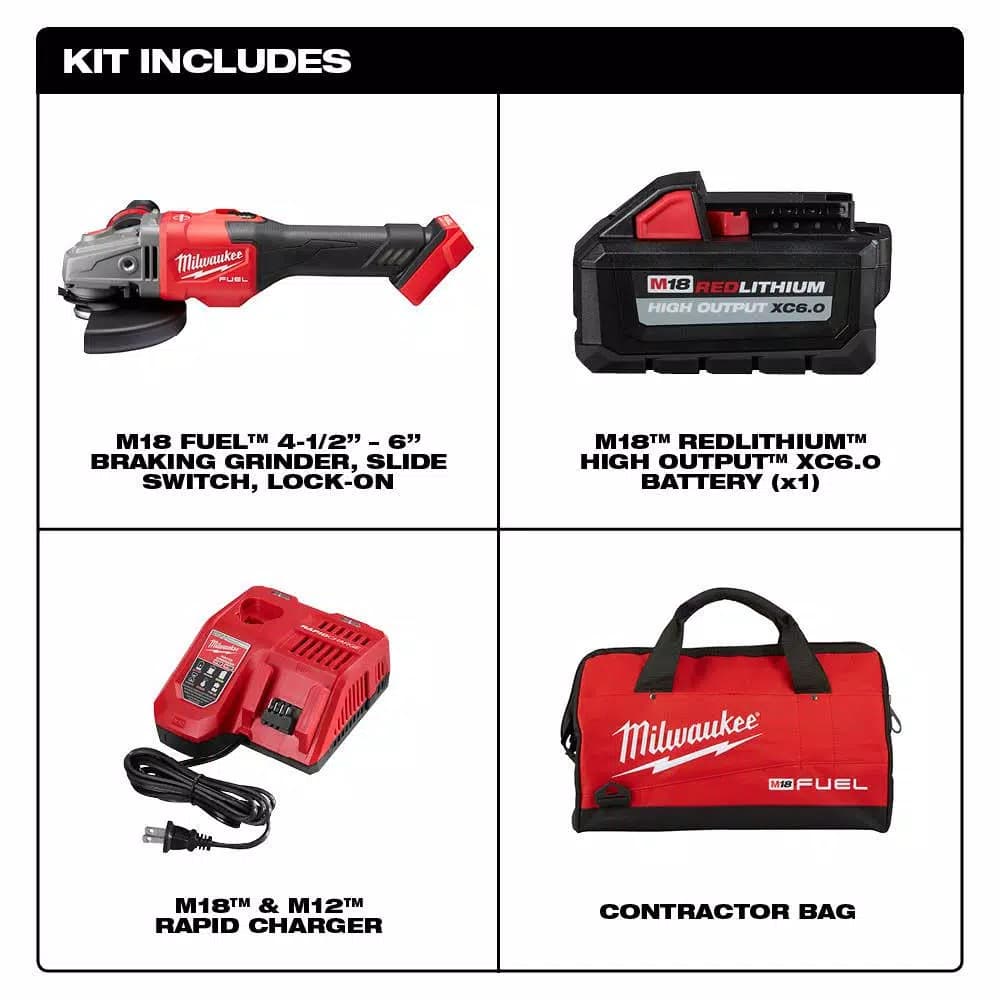 Milwaukee M18 FUEL 4-1/2 in. to 6 in. Braking Angle Grinder Kit with 6.0 Ah Battery and Charger