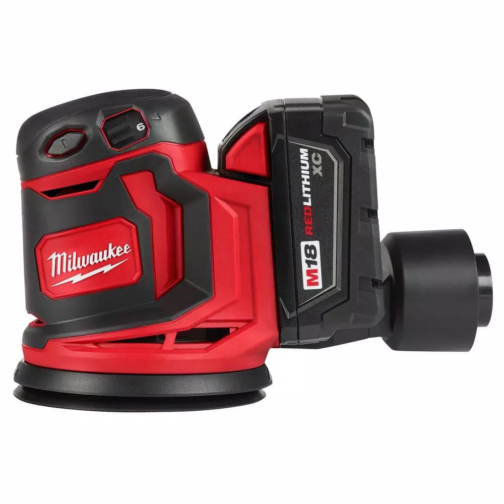 Milwaukee M18 18V Lithium-Ion 5 in. Cordless Random Orbit Sander Kit with 3.0Ah Battery, Charger and Bag